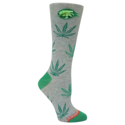 Pocket Socks Leaves on Grey