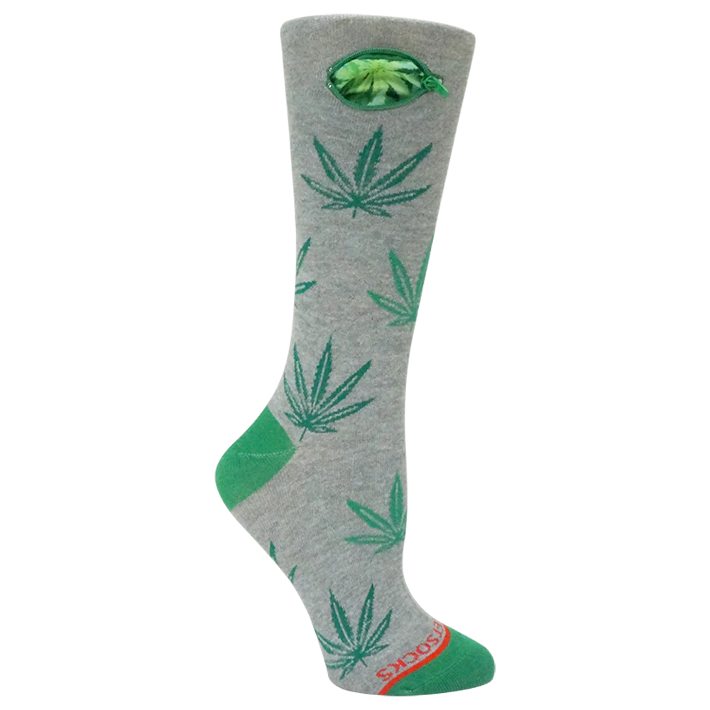 Pocket Socks Leaves on Grey